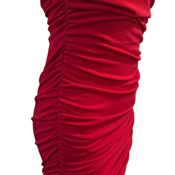 Bodycon Red Fitted Ruched Mini Dress, Ricki’s, Valentines, date night, size XS, - Picture 4 of 10